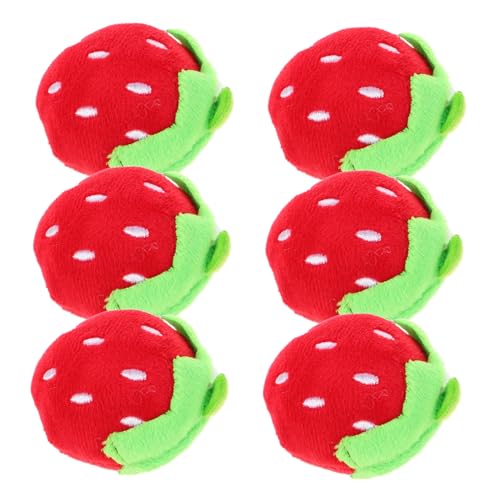 BATHVEVE 6 Stück Mini Erdbeer Plüschtier Weiche Niedliche Obstpuppe für DIY Zubehör für Kleidung Kopfschmuck für Geburtstagsfeiern und Shower von BATHVEVE