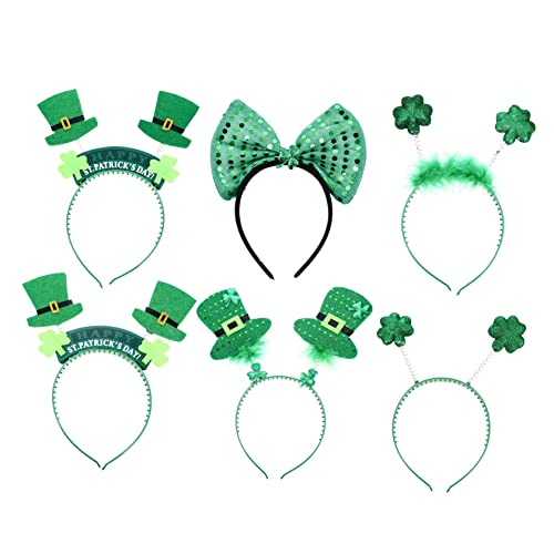BATHVEVE 6 Stück Sechs Patrick's Day Kleeblatt Haarband mit Glitzer Lustige Kostümaccessoires für Erwachsene Zufälliger Stil Partydekorationen von BATHVEVE