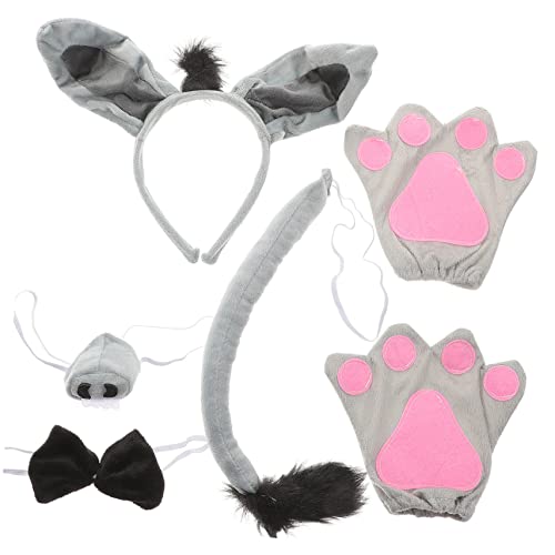 BATHVEVE 6 Stück Teiliges Halloween Donkey Kostümset für Eselohren Nase Fliege und Handschuhe für Kostümpartys und Fotografie von BATHVEVE