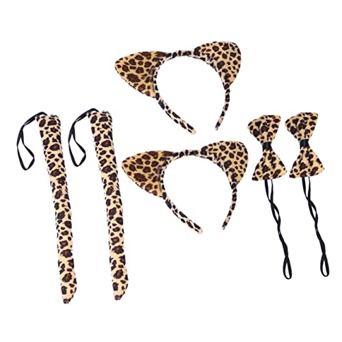 BATHVEVE 6Stücke Teiliges Katzen Kostümset mit Ohren Fliege und für Cosplay Fasching und Partys Langlebig und Bequem für Damen und Schwarzem Leopardenmuster von BATHVEVE