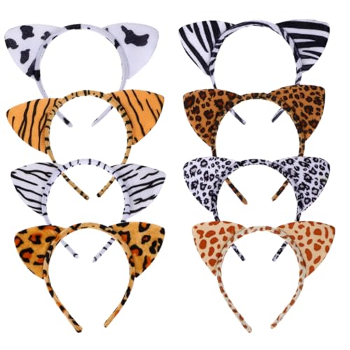 BATHVEVE 8 Stück Katzenohren Haarreif Teiliges aus Tiermotiven für Leopard Tiger Zebra Kuh Giraffe und Mehr für Halloween Kostümpartys und Karneval BATHVEVE 8 Stück Katzenohren Haarreif Teiliges aus Tiermotiven für Leopard Tiger Zebra Kuh Giraffe und Mehr für Halloween Kostümpartys und Karneval von BATHVEVE