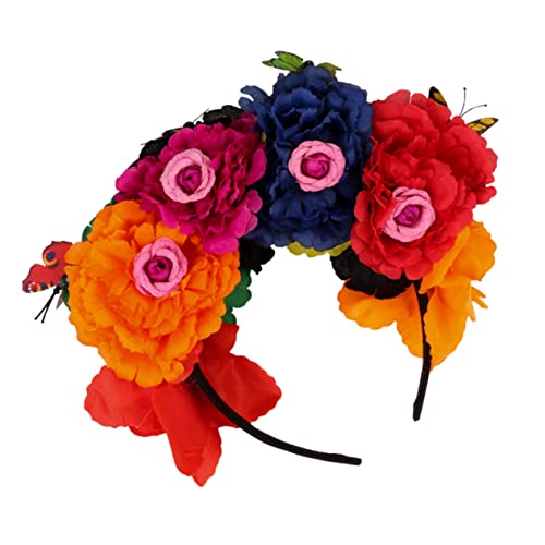 BATHVEVE Mexikanische Rosenblumen Kranz Haarband für Damen Halloween Kostüm Haarreif Perfektes Accessoire für Party und Festlichkeiten Leicht Kombinierbar mit Verschiedenen Outfits von BATHVEVE