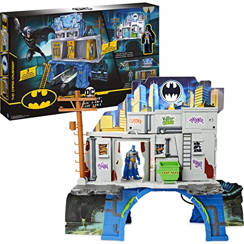 DC Batman 3-in-1-Batcave - Zweiseitiges Spielset mit 10cm großer Batman-Actionfigur und umfangreichem Spielmaterial von Spin Master