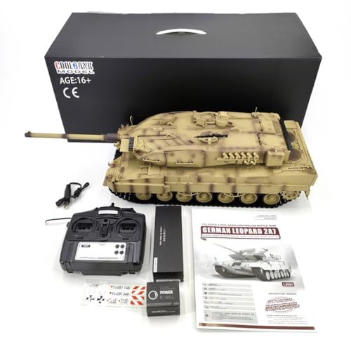 BAUBAUPLAY 1:16 Kampfpanzer Modellbau Panzer, 2.4G Deutscher Leopard 2A7 Militär Panzer mit Raucheffekten, Panzer Spielzeug Modellbausatz für Militärfans und Erwachsene (Basisversion) von BAUBAUPLAY