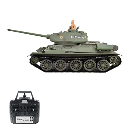 BAUBAUPLAY 1:16 T34/85 Kampfpanzer Modellbau Panzer (Aufgerüstete Version/Armeegrün) von BAUBAUPLAY