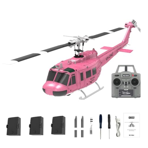 BAUBAUPLAY C032 RC Hubschrauber, UH-1 Huey Ferngesteuertes Helicopter, 2.4G 6CH Militär Hubschrauber, Outdoor Flugzeugspielzeug für Erwachsene - RTF von BAUBAUPLAY