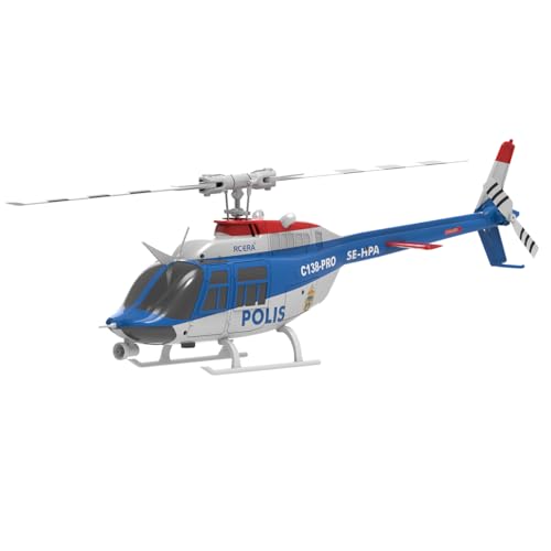 BAUBAUPLAY ﻿C138PRO RC Hubschrauber, 1/33 Bell 206 Ferngesteuertes Helicopter, 2.4G 6CH Single Rotor ohne Querruder Militär Hubschrauber Spielzeug Geschenk für Erwachsene - RTF von BAUBAUPLAY