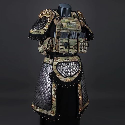 BAUBAUPLAY Taktische Rüstung, Samurai Tacitcal Armor, 6 in 1 Taktische Rüstung Schulter Rüstung Rock Schritt Protektor Ausrüstungsanzug MC Silber (ohne Weste) von BAUBAUPLAY