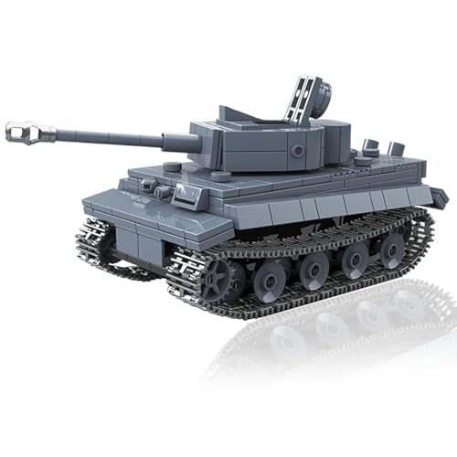 Panzer Bausteine für Tiger I, 503 Teile WW2 Militär Panzer Modellbausatz mit Waffen, Klemmbausteine Tank Konstruktionsspielzeug für Kinder und Erwachsene von BAUKST