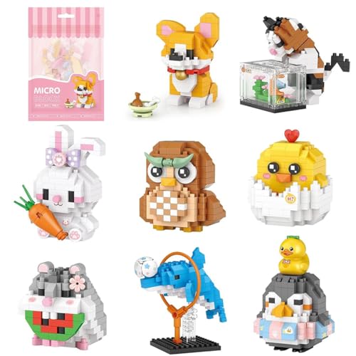 Tiere Bausteine Bausatz, 8 Stück Mini Bausteine Set, Klemmbausteine Tier Figuren Mini Bricks Modellbausatz Konstruktionspielzeug Modell Tiere Bausteine Bausatz, 8 Stück Mini Bausteine Set, Klemmbausteine Tier Figuren Mini Bricks Modellbausatz Konstruktionspielzeug Modell von BAUKST