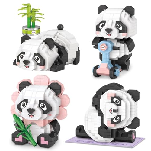 BAUNKO Panda Bausteine Bausatz, 4 Stück Mini Tiere Bausteine Modell, DIY Klemmbausteine Modellbausatz Konstruktionspielzeug BAUNKO Panda Bausteine Bausatz, 4 Stück Mini Tiere Bausteine Modell, DIY Klemmbausteine Modellbausatz Konstruktionspielzeug von BAUNKO