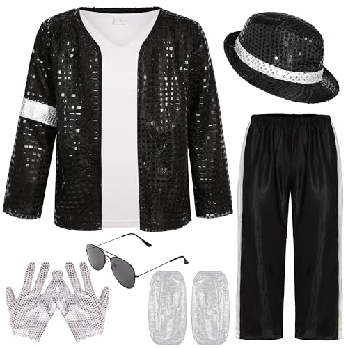 BAURGHOP Tanzstern-Kostüm für Jungen der 80er und 90er Jahre, Halloween-Pop-Szenenoutfit (8-10 Jahre) von BAURGHOP