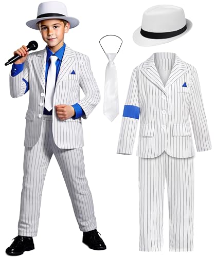 BAURGHOP Tanzstern-Kostüm für Jungen und Mädchen, 80er und 90er Jahre Pop-Szenenkostüm, Cosplay, Halloween, Weiß, 10-12 Jahre BAURGHOP Tanzstern-Kostüm für Jungen und Mädchen, 80er und 90er Jahre Pop-Szenenkostüm, Cosplay, Halloween, Weiß, 10-12 Jahre von BAURGHOP