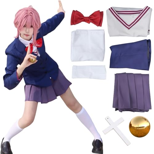 BAWKGDB Dandandan Shiratoriaira Cosplay Kostüm mit Rosa Perücke adretter Rock Halloween Anime Kostüm (Blau, S) von BAWKGDB