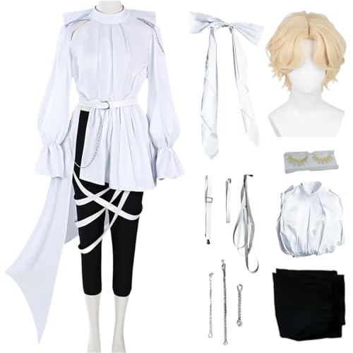 BAWKGDB Lucaz Cosplay Kostüm Alienstage Cosplay Weißen Anzug mit Perücke Anime Charakter Halloween Party (Weiß+wig, M) von BAWKGDB