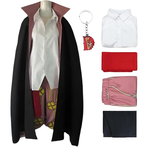 BAWKGDB Shanks Cosplay Kostüm mit Perücke Schwarzer Mantel passt Halloween-Party Rote Haare Anime Set (Schwarz, M) von BAWKGDB