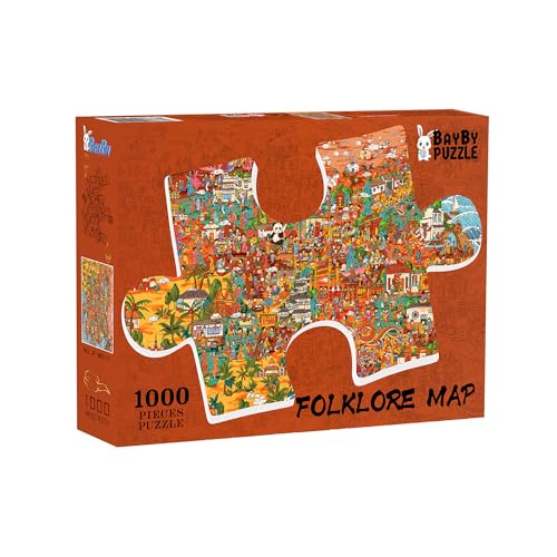 1000-Stücke Folk-Kartenpuzzle geeignet für Erwachsene und Kinder unter 14-jährigem Alter Puzzlegröße 70 x 50 cm von BAYBY