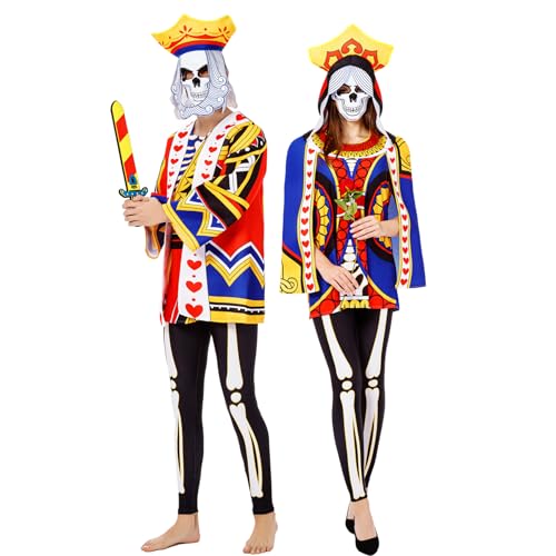 BAYLAY Halloween Paar Kostüme für Erwachsene - Königin Kostüm XL Size Mit Totenkopf Maske von BAYLAY