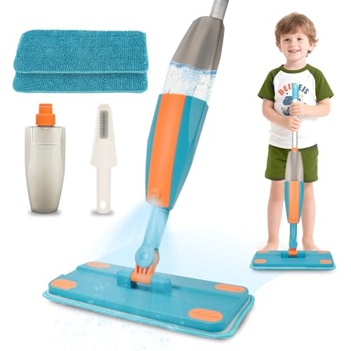 BAYMI Kinder-Sprühmopp - Reinigungs-Spielzeugset für Kleinkinder mit echtem Wassersprüher & 2 waschbaren Pads - Montessori Putzspielzeug - Interaktive Lernspielzeuge für Kinder ab 3 Jahren von BAYMI