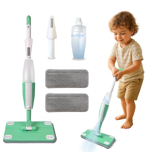 BAYMI Kinder-Sprühmopp - Reinigungs-Spielzeugset für Kleinkinder mit echtem Wassersprüher & 2 waschbaren Pads - Montessori Putzspielzeug - Interaktive Lernspielzeuge für Kinder ab 3 Jahren von BAYMI