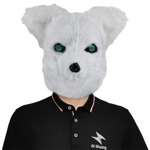 BAYORE Wolf Füchse Kopf Halloween Party Kostüm Maskerade Kostüm Latex Tierkopf Für Erwachsene Kinder Wolf Kopf Pelzig von BAYORE