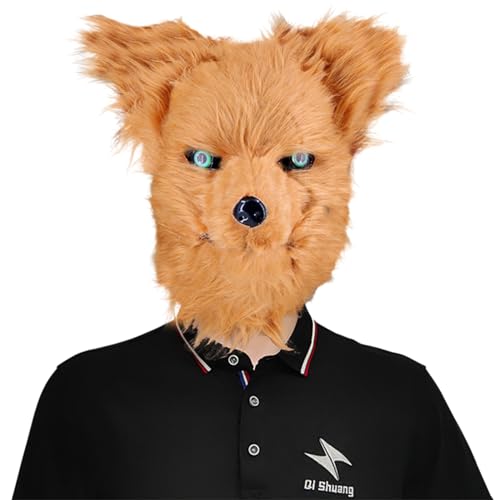 BAYORE Wolf Füchse Kopf Halloween Party Kostüm Maskerade Kostüm Latex Tierkopf Für Erwachsene Kinder Wolf Kopf Pelzig von BAYORE