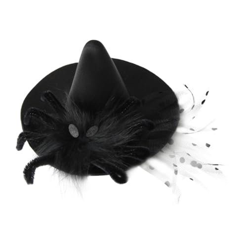 BAZEITFLOW 1 Stück Halloween Haarspange mit Schwarzem Spinnennetz und Hexenhut Festival Kostüm Zubehör für Damen für Halloween Feiern und Cosplay von BAZEITFLOW