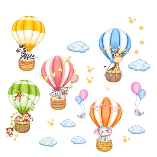 BAZEITFLOW 2 Blätter Kinderzimmer Wandsticker Teiliges PVC Wandtattoo mit Bunten Cartoon Tieren und Heißluftballons Selbstklebend Abnehmbar Sichere Wanddeko für Jungen und Mädchen BAZEITFLOW 2 Blätter Kinderzimmer Wandsticker Teiliges PVC Wandtattoo mit Bunten Cartoon Tieren und Heißluftballons Selbstklebend Abnehmbar Sichere Wanddeko für Jungen und Mädchen von BAZEITFLOW