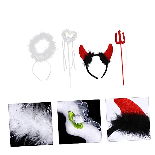 BAZEITFLOW 2 Sätze Engels und Teufelsflügel Haarreif mit Zauberstab und Erwachsene Cosplay Party Halloween Fasching Zubehör Weich Bequem Leicht von BAZEITFLOW