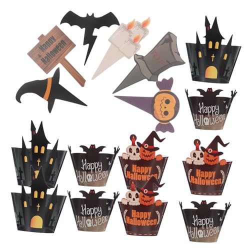 BAZEITFLOW 2 Sätze Halloween Cupcake Dekorationen mit und Kürbis Muffin Förmchen Papier Topper und Wrapper Vielseitig Einsetzbar für Kuchen Getränke und Tischdeko für Partyfeste BAZEITFLOW 2 Sätze Halloween Cupcake Dekorationen mit und Kürbis Muffin Förmchen Papier Topper und Wrapper Vielseitig Einsetzbar für Kuchen Getränke und Tischdeko für Partyfeste von BAZEITFLOW