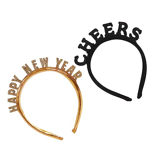 BAZEITFLOW 2 Stück Neujahrs Party Haarband Buchstaben Design Kopfschmuck Festlich Robust Langlebig Partydeko für Silvester Foto Requisiten Zubehör von BAZEITFLOW