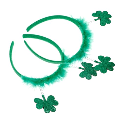 BAZEITFLOW 2 Stück Patricks Day Haarreif Kleeblatt Stirnband Karneval Kopfbedeckung Festival Haarschmuck Langlebig Praktische Verarbeitung von BAZEITFLOW