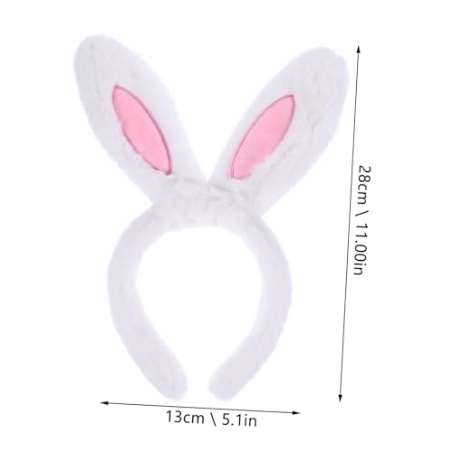 BAZEITFLOW 2 Stück Plüsch Hasenohren Haarreif Weiß Weiches Bunny Ear Hair Hoop für Damen und Mädchen Komfortabler Haarschmuck für Alltag Kostüm party Festival Verstellbar und Niedlich von BAZEITFLOW