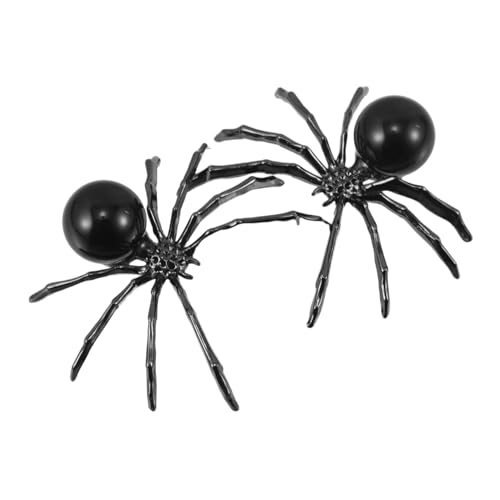 BAZEITFLOW 2 Stück Realistische Kristall-spinnenfiguren aus Legierung mit Schwarzem Obsidian-kristallkugel Dekorative Tierornamente für Halloween Party Langlebige Spinnenskulpturen für Wohn von BAZEITFLOW
