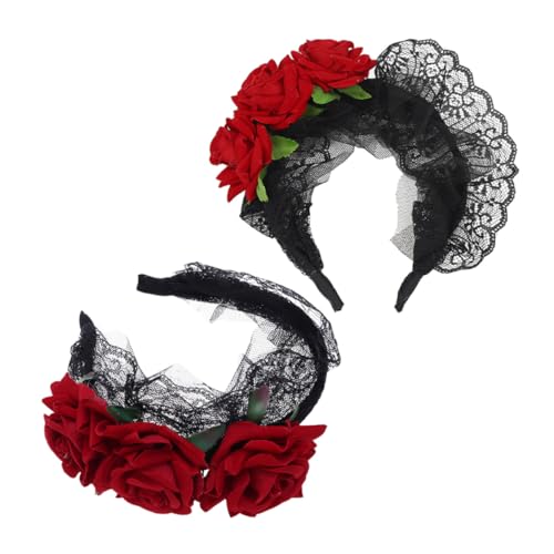 BAZEITFLOW 2 Stück Rotes Rosen-Haarband mit Spitze Halloween-Party Haarschmuck für Mädchen Vielseitiges Blumiges Accessoire für Festliche Kostüme und Fotoshootings BAZEITFLOW 2 Stück Rotes Rosen-Haarband mit Spitze Halloween-Party Haarschmuck für Mädchen Vielseitiges Blumiges Accessoire für Festliche Kostüme und Fotoshootings von BAZEITFLOW