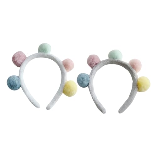 BAZEITFLOW 2 Stück Teiliges Mädchen Stirnband mit Bunten Pompon Bällen Niedliches Haaraccessoire für Schule und Freizeit für Fotos und Kreative Looks Leicht und Bequem Ganzen Tag Tragbar von BAZEITFLOW