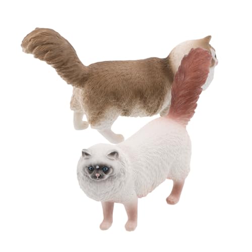 BAZEITFLOW 2 Stücke Teiliges Realistisches Katzenfiguren aus Kunststoff Detailgetreue Miniatur Katzen für Basteln und Kompakte Sammlerfiguren als Geburtstags und Kuchendekoration von BAZEITFLOW