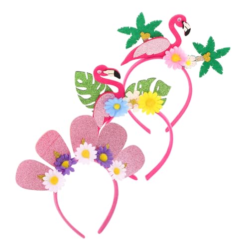 BAZEITFLOW 3 Stück Hawaii Stirnbänder mit Flamingo Tropenmotiven Leichter Kopfschmuck für Mädchen Bequemes Partyzubehör für Luau Geburtstagsfeiern und Mottopartys von BAZEITFLOW
