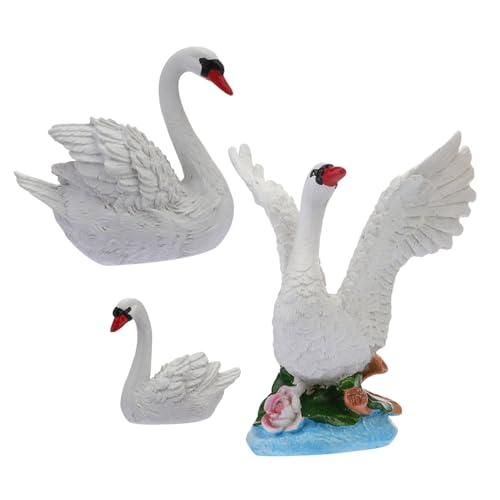 BAZEITFLOW 3 Stück Teiliges Schwan Deko aus Hochwertigem Harz Liebevoll Gestaltete Miniatur Micro Landschaft Figuren Dekorativ für Wohnzimmer Büro und Geschenkideen von BAZEITFLOW