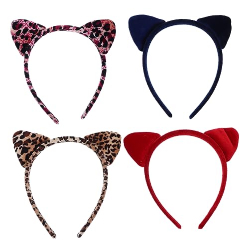 BAZEITFLOW 4 Stück Leoparden Katzenohren Haarreif Teiliges Tierisches Kostümzubehör für Erwachsene Komfortables Stirnband für Halloween Karneval Party BAZEITFLOW 4 Stück Leoparden Katzenohren Haarreif Teiliges Tierisches Kostümzubehör für Erwachsene Komfortables Stirnband für Halloween Karneval Party von BAZEITFLOW