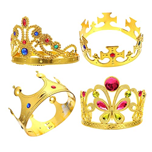BAZEITFLOW 4 Stück Strass Kronen Haarreif Geburtstagskrone Haarschmuck Party Diadem für Mädchen Cosplay und Festliche Anlässe von BAZEITFLOW