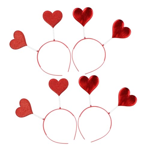 BAZEITFLOW 4 Stück Teiliges Herz Haarreif für Valentinstag Leichte Bequeme Kostüm Accessoires Romantische Liebestags Stirnbänder für Party Foto Requisiten und Festliche Anlässe von BAZEITFLOW