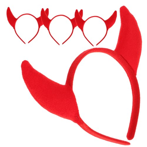 BAZEITFLOW 4 Stück Teiliges Teufelshorn Haarreif Rote Hörner Stirnbänder Kreativer Halloween Kopfschmuck für Erwachsene für Kostüm und Partyzubehör Festliches Karneval Accessoire von BAZEITFLOW