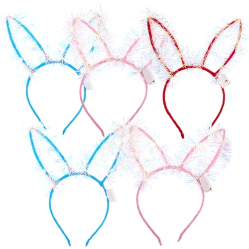 BAZEITFLOW 5 Stück Hasenohren Haarreifen Leuchtend Bunny Ohr Stirnband Cosplay Party Zubehör Mix Farben von BAZEITFLOW
