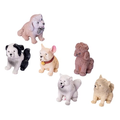 BAZEITFLOW 6 Stück Realistische Große Hunde Miniaturfiguren DIY Dekorationen Handbemalt Mini Hund Tierfiguren Sammlerstücke für Zimmer Tisch und Wanddeko von BAZEITFLOW