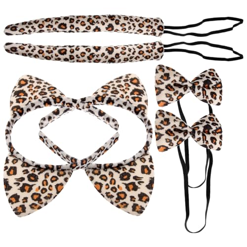 BAZEITFLOW 6 Stück Teiliges Katzenkostüm Leopardenohren Haarreif Krawatte und Katzenschwanz Hautfreundliches Stirnband für Karneval Fasching Halloween und Mädchen Party Zubehör von BAZEITFLOW