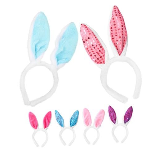 BAZEITFLOW 6 Stück Teiliges Plüsch Hasenohren Haarband Bunte Bunny Ohr Stirnbänder für Erwachsene Weiches Cosplay Accessoire für Karneval Osterparty und Bühnenauftritte von BAZEITFLOW