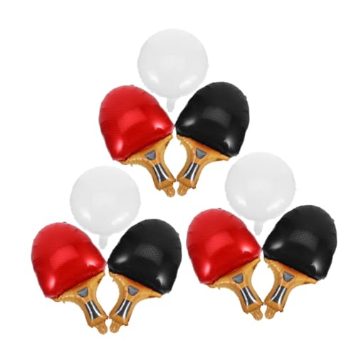 BAZEITFLOW 9 Stück Teiliges Tischtennis Ballon Racket und Ball Dekoration in Rot-Schwarz Wiederverwendbare Folienballons für Sport-themenpartys Geburtstagsfeiern und Sportstätten-deko von BAZEITFLOW