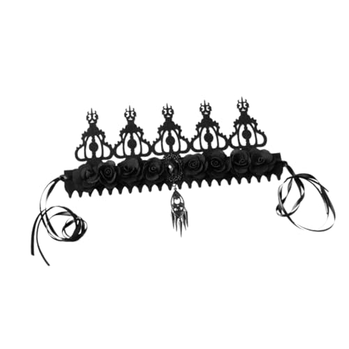 BAZEITFLOW Barock Krone Halloween Kopfschmuck Damen Langlebige Filz und Metallkonstruktion Leichtes nicht Verblassendes Party Haarreif Geeignet für Kostüm und Maskenball Schwarzer Barockstil von BAZEITFLOW