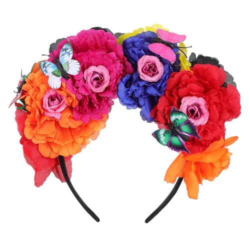 BAZEITFLOW Blumenkranz Haarband für Damen Haarschmuck mit Lebensechten Blumen für Hochzeiten Festivals Partys und Fotoshootings Wiederverwendbar und Robust von BAZEITFLOW